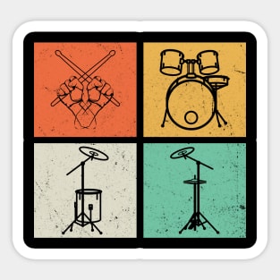 Drummer Music Instrument Shirt Drummer Drum Set Vintage Sticker